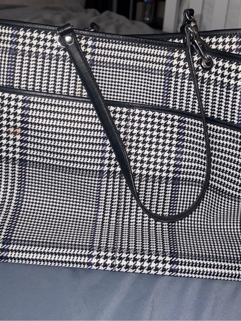 Vintage Lauren Ralph Lauren Houndstooth Plaid Tote Shoulder Bag
